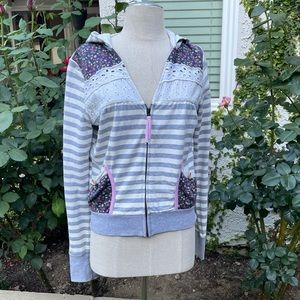 Patchwork Zip up hoodie Boho chic sweater